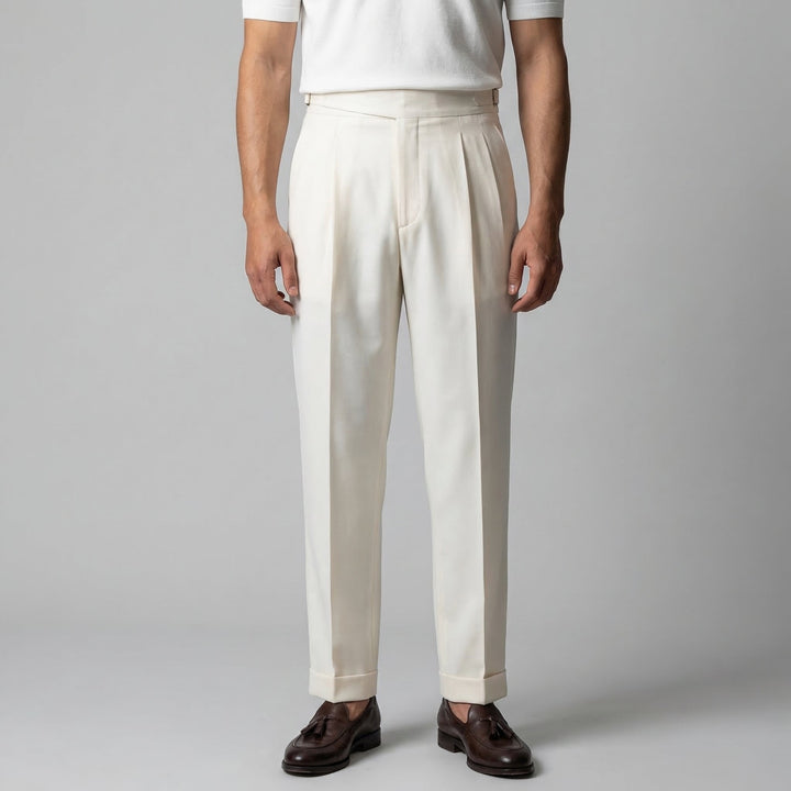 Men's Straight Leg Pleated Smart Trousers
