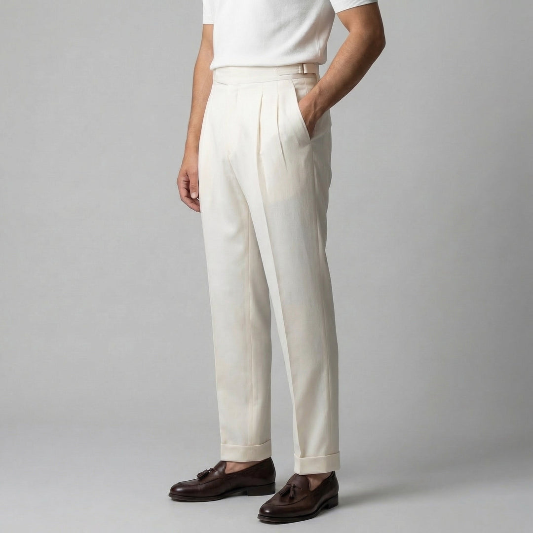 Men's Straight Leg Pleated Smart Trousers