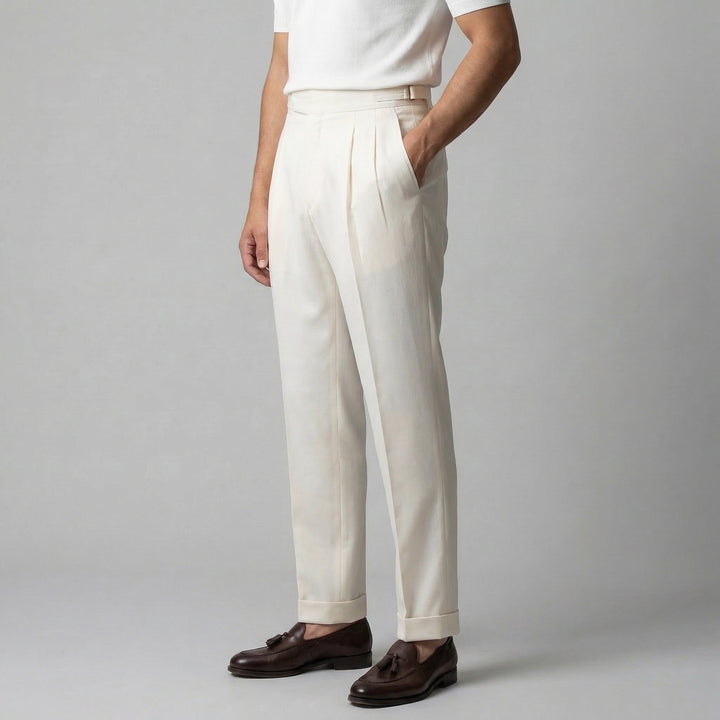 Men's Straight Leg Pleated Smart Trousers