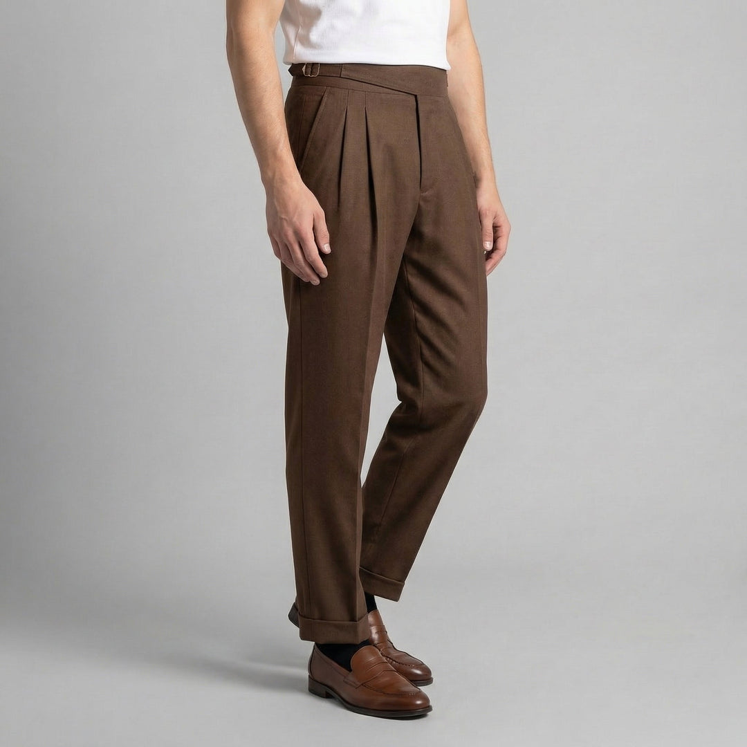 Men's Straight Leg Pleated Smart Trousers