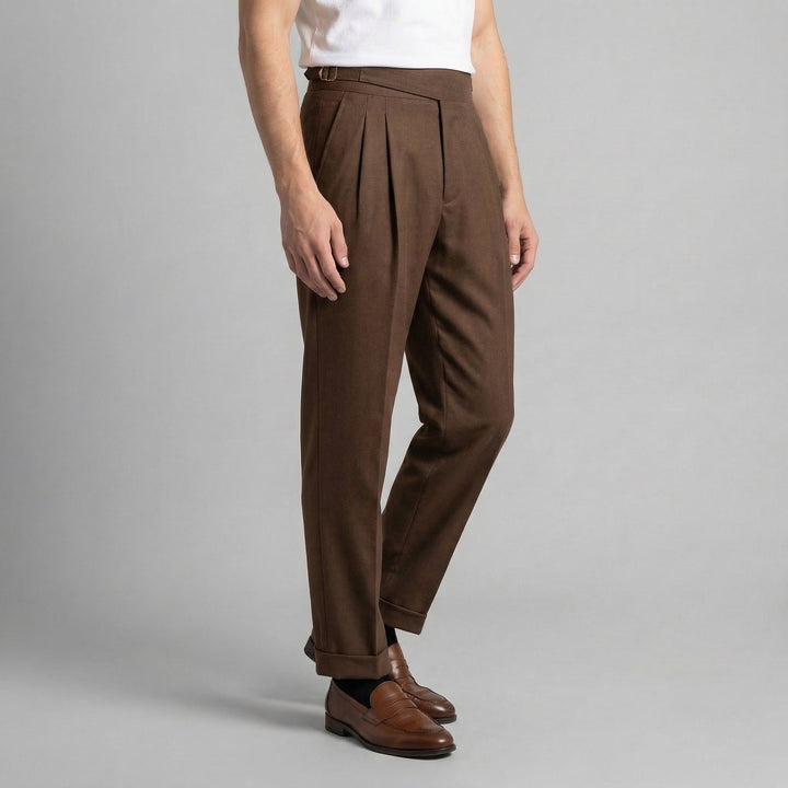 Men's Straight Leg Pleated Smart Trousers