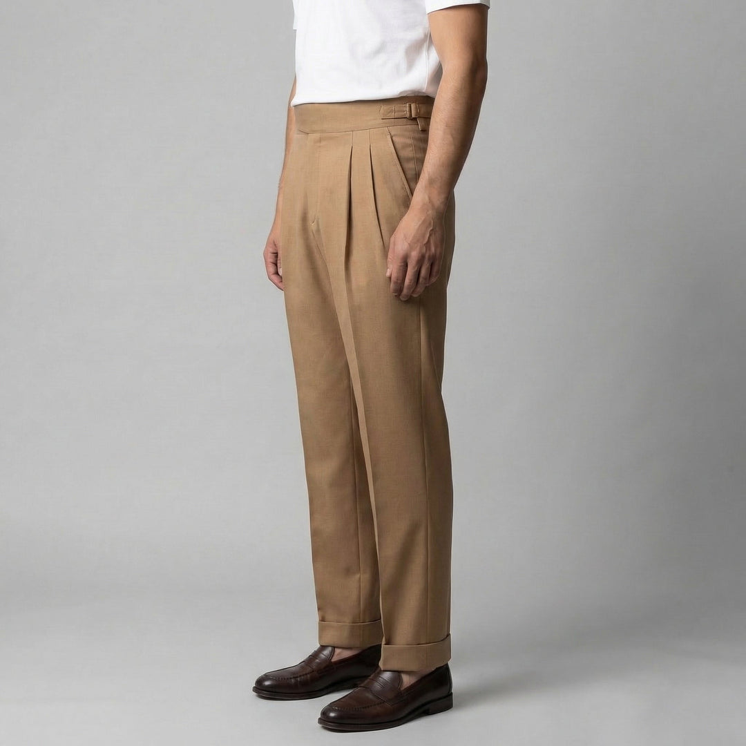 Men's Straight Leg Pleated Smart Trousers
