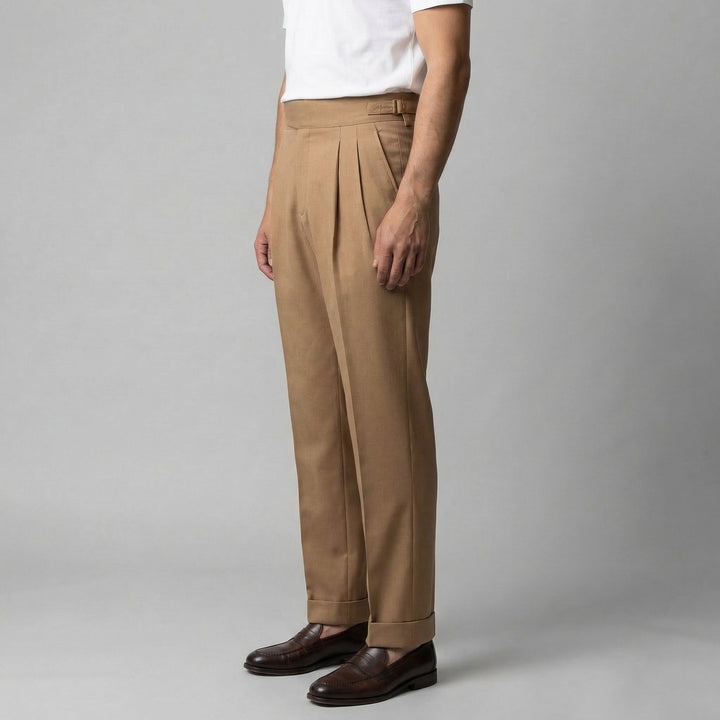 Men's Straight Leg Pleated Smart Trousers