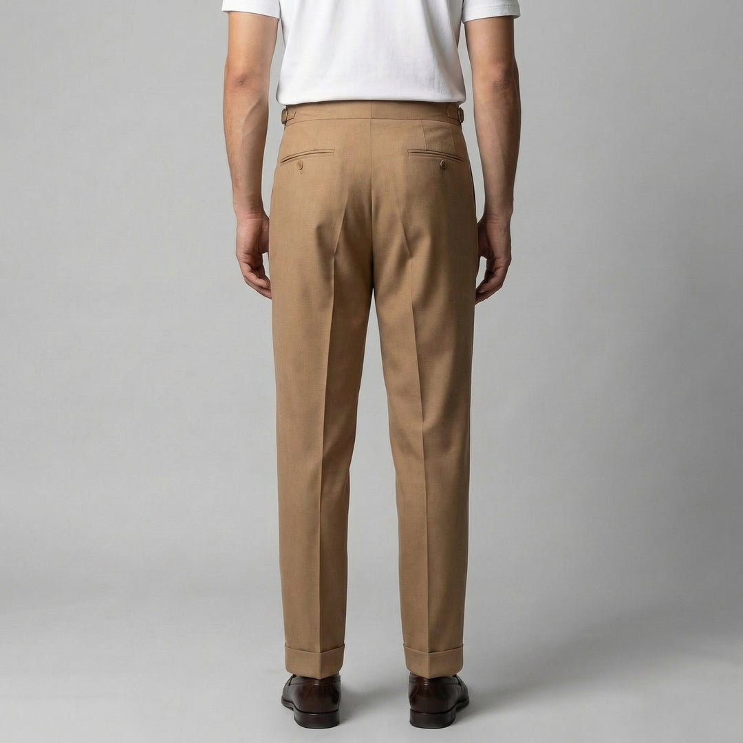 Men's Straight Leg Pleated Smart Trousers
