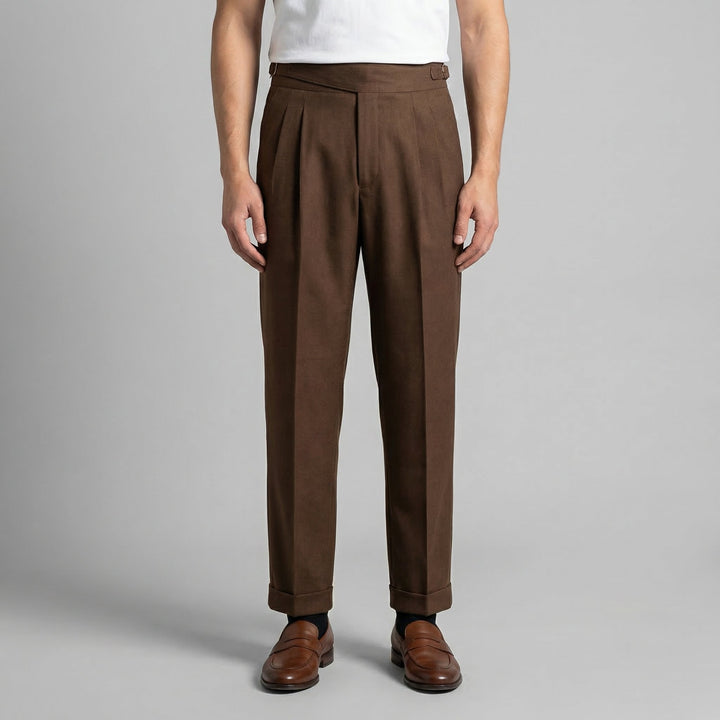 Men's Straight Leg Pleated Smart Trousers