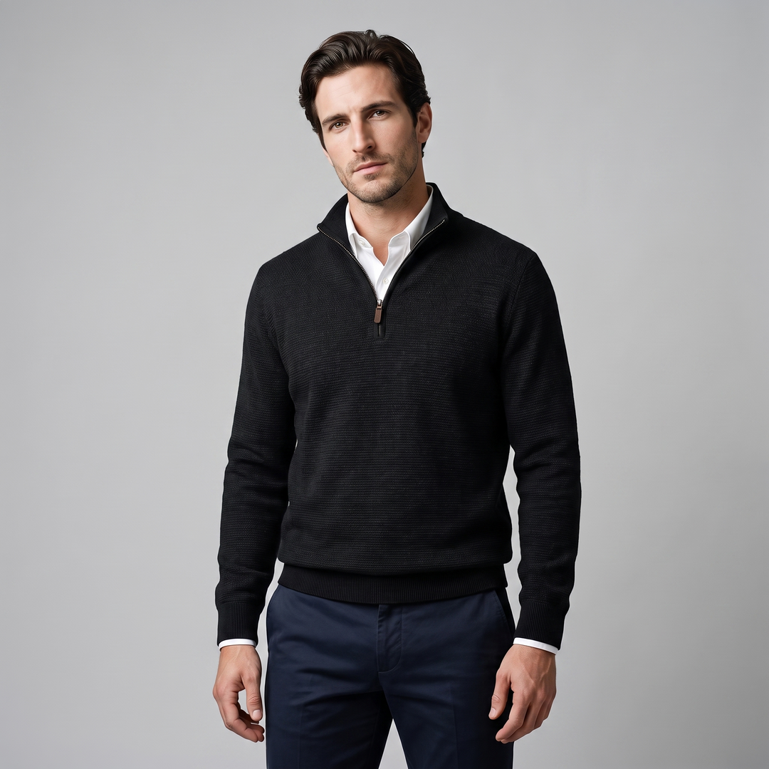 Maddox | Relaxed Textured Quarter-Zip Sweater for Men
