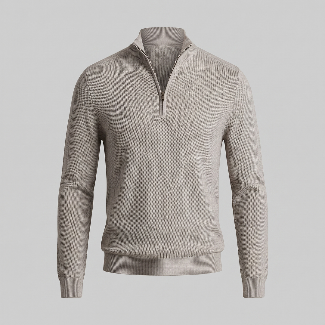 Maddox | Relaxed Textured Quarter-Zip Sweater for Men