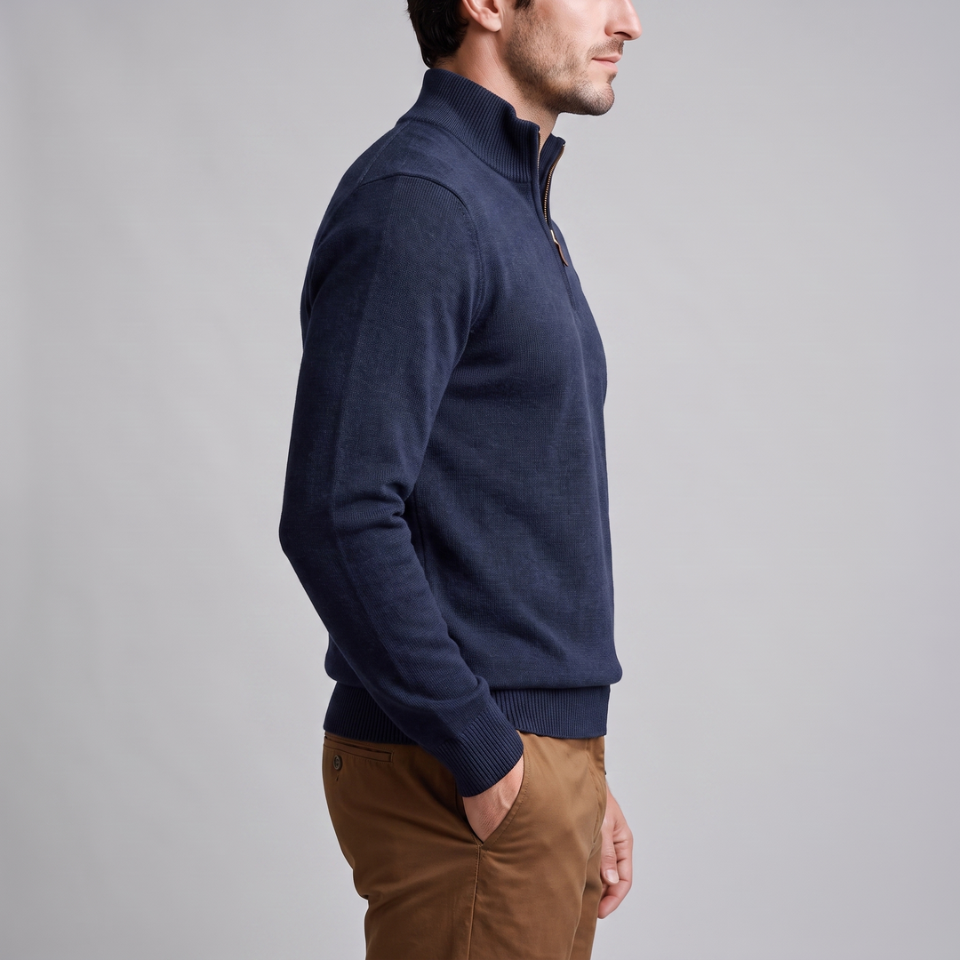 Maddox | Relaxed Textured Quarter-Zip Sweater for Men