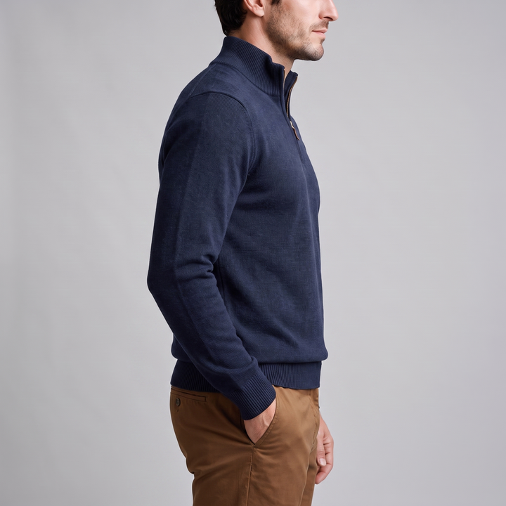 Maddox | Relaxed Textured Quarter-Zip Sweater for Men