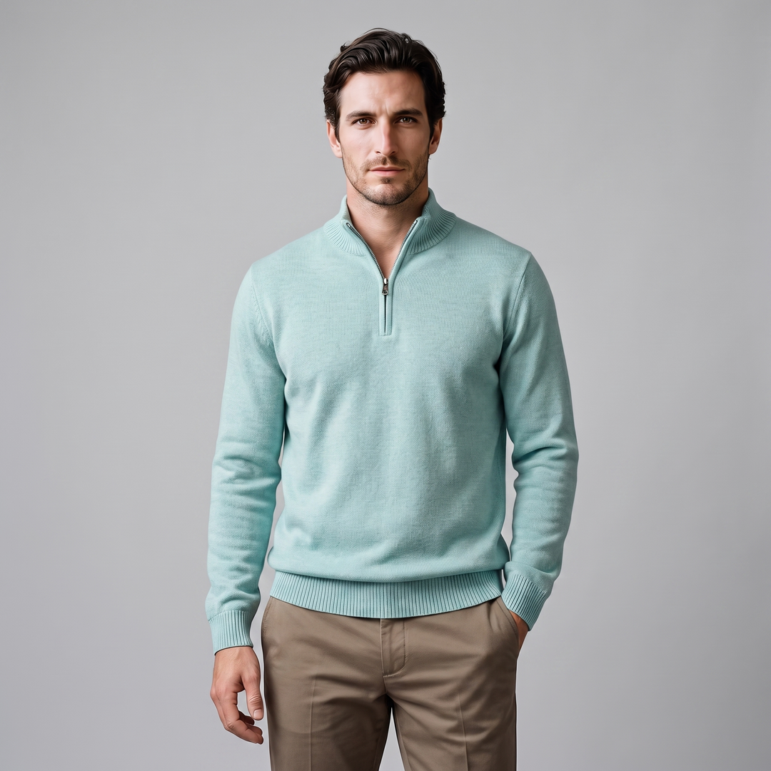 Maddox | Relaxed Textured Quarter-Zip Sweater for Men