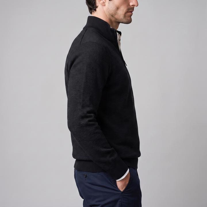 Maddox | Relaxed Textured Quarter-Zip Sweater for Men