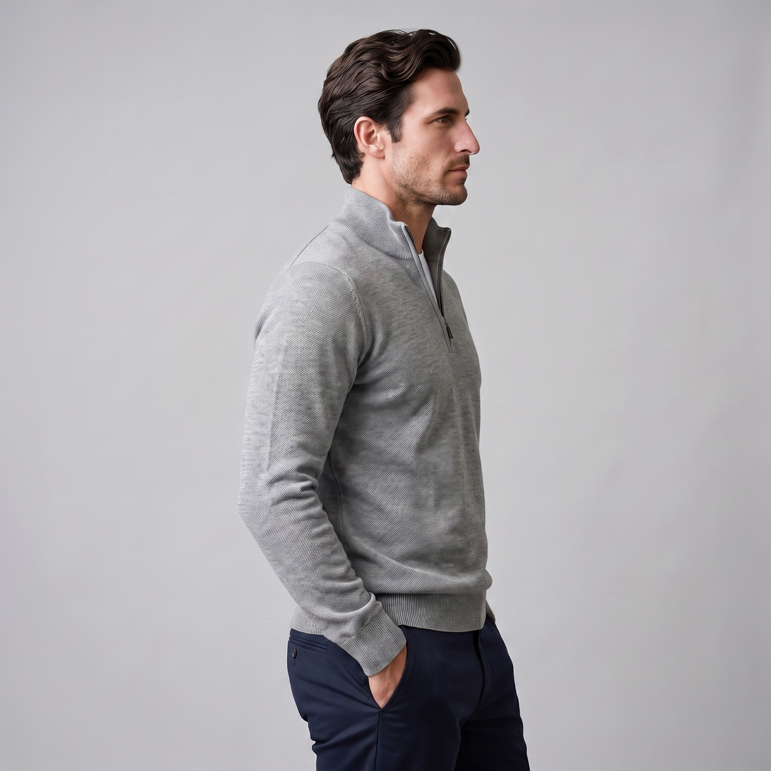Maddox | Relaxed Textured Quarter-Zip Sweater for Men