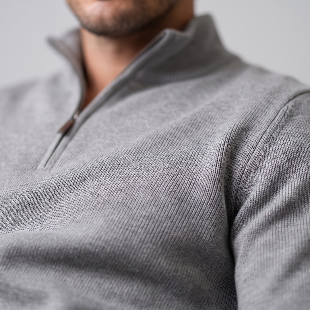 Maddox | Relaxed Textured Quarter-Zip Sweater for Men
