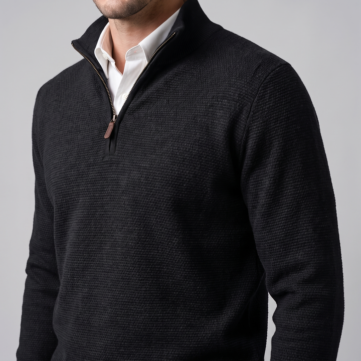 Maddox | Relaxed Textured Quarter-Zip Sweater for Men