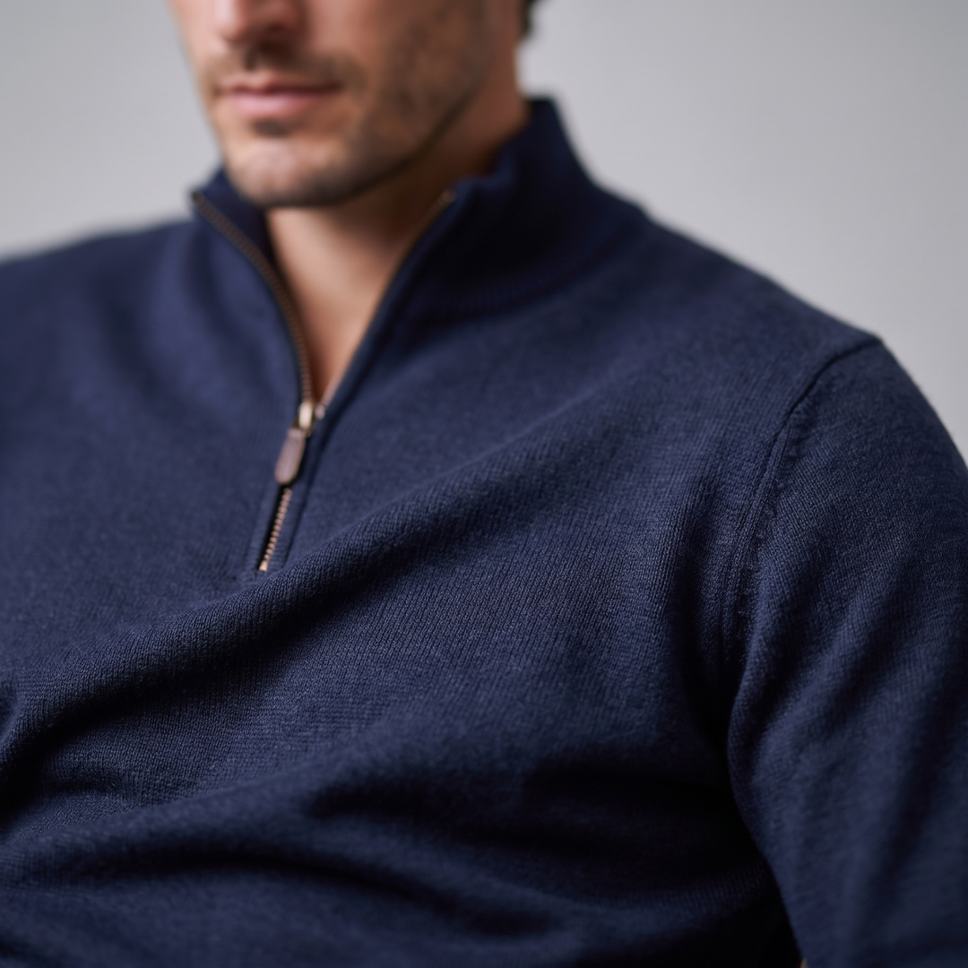 Maddox | Relaxed Textured Quarter-Zip Sweater for Men