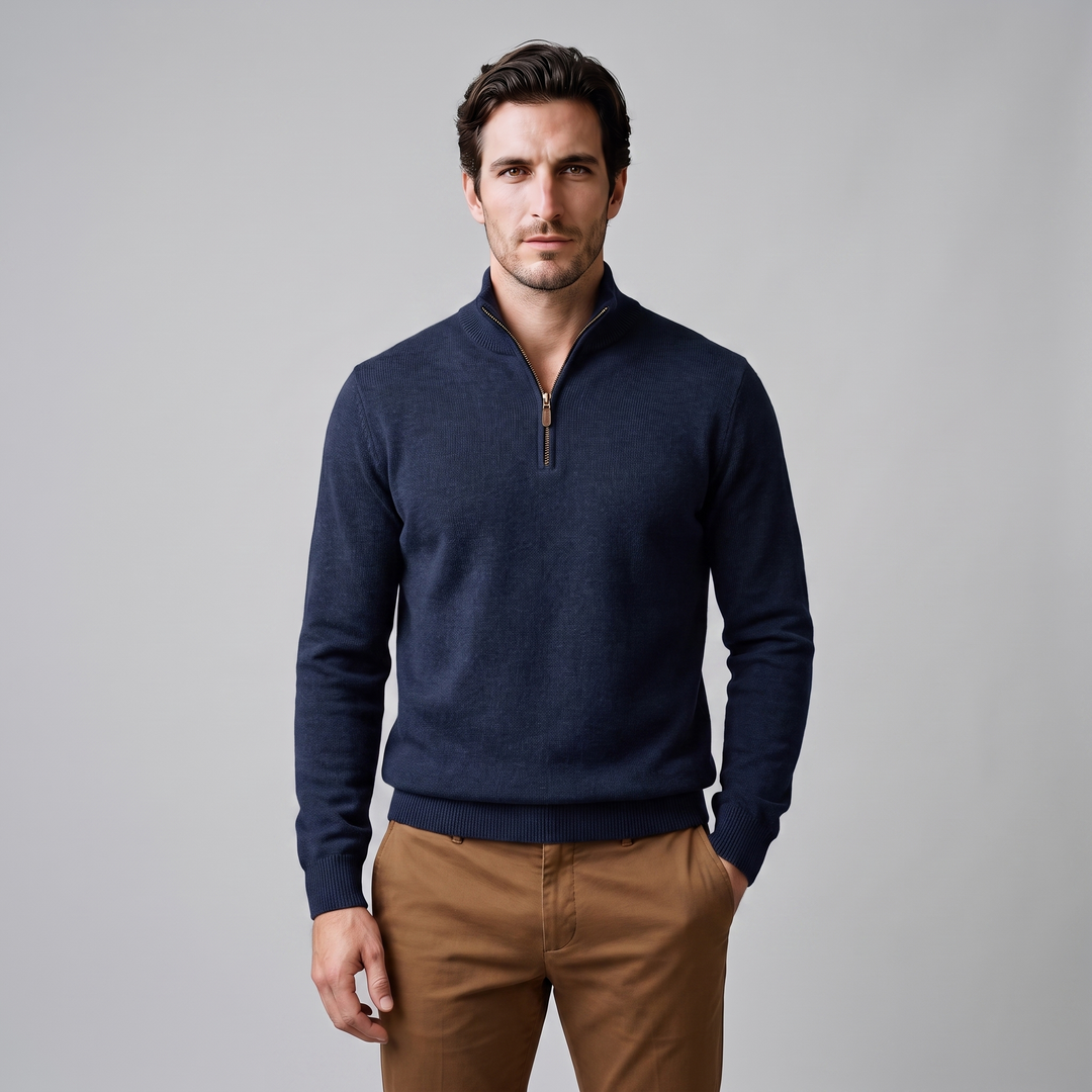 Maddox | Relaxed Textured Quarter-Zip Sweater for Men