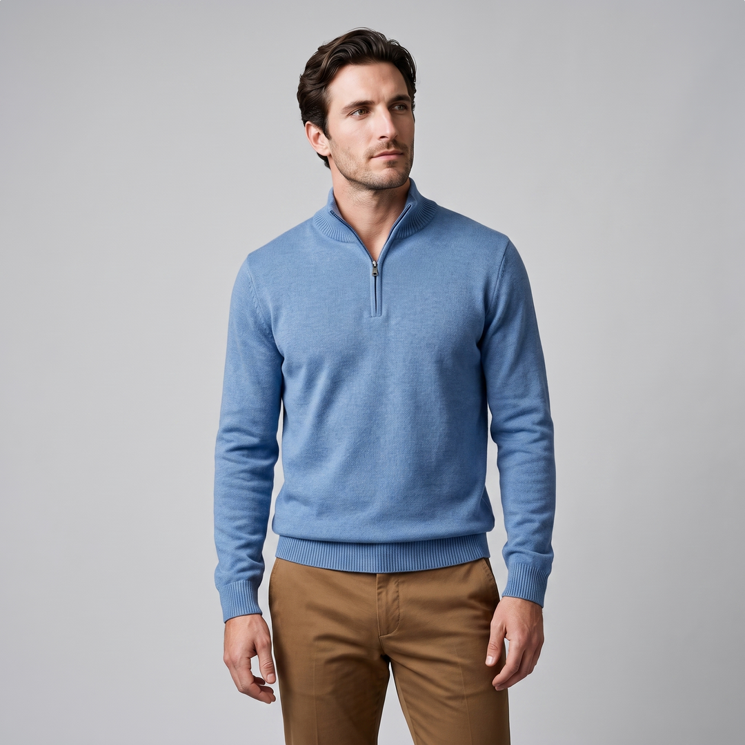 Maddox | Relaxed Textured Quarter-Zip Sweater for Men