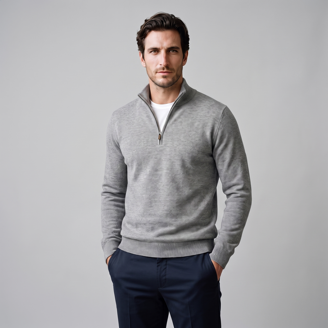 Maddox | Relaxed Textured Quarter-Zip Sweater for Men