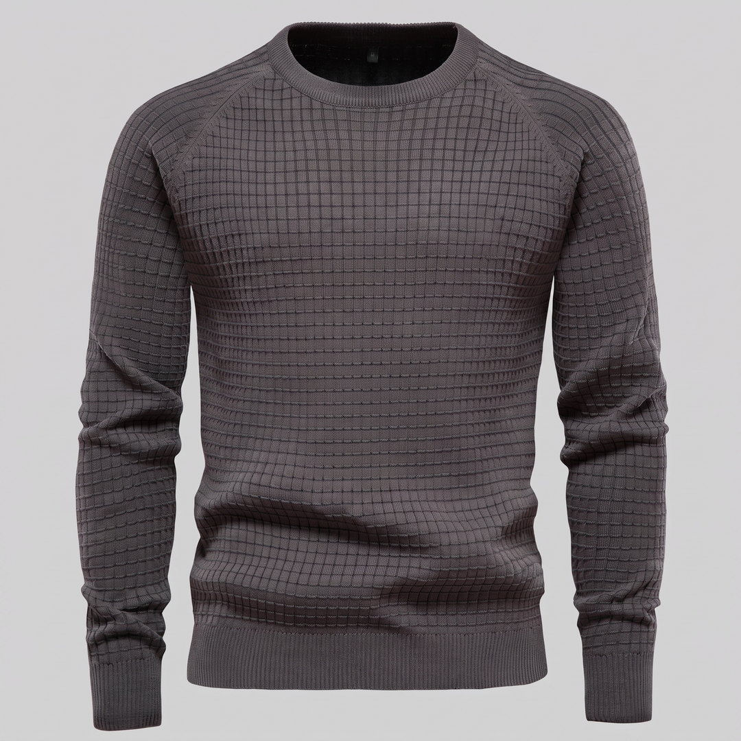 Vaughn | Relaxed Waffle Knit Crew Neck Cotton Sweater