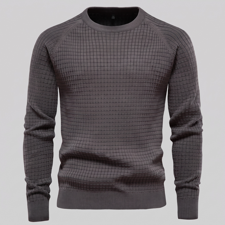 Vaughn | Relaxed Waffle Knit Crew Neck Cotton Sweater