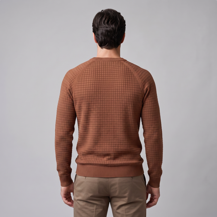 Vaughn | Relaxed Waffle Knit Crew Neck Cotton Sweater