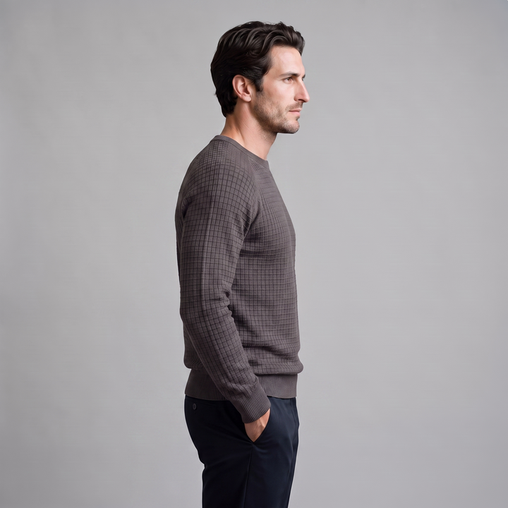Vaughn | Relaxed Waffle Knit Crew Neck Cotton Sweater