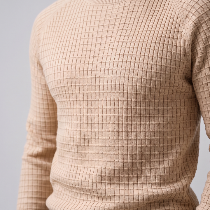 Vaughn | Relaxed Waffle Knit Crew Neck Cotton Sweater
