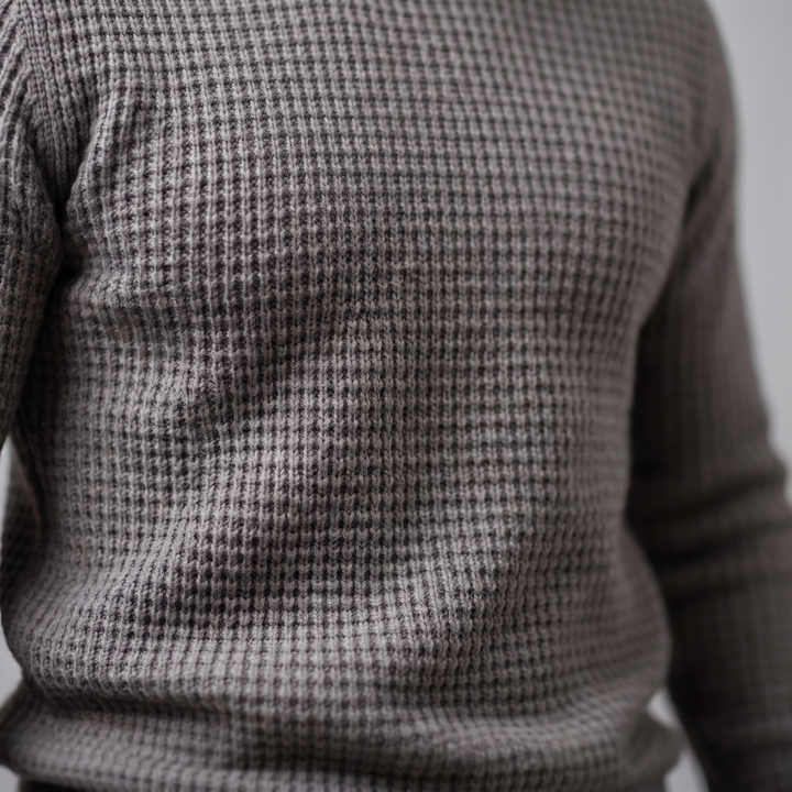 Vaughn | Relaxed Waffle Knit Crew Neck Cotton Sweater