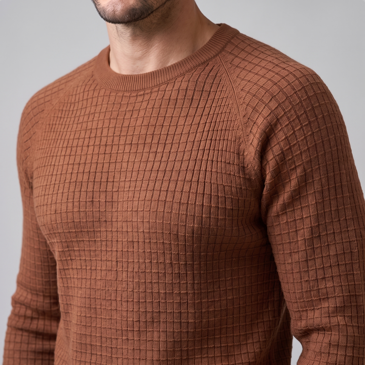 Vaughn | Relaxed Waffle Knit Crew Neck Cotton Sweater