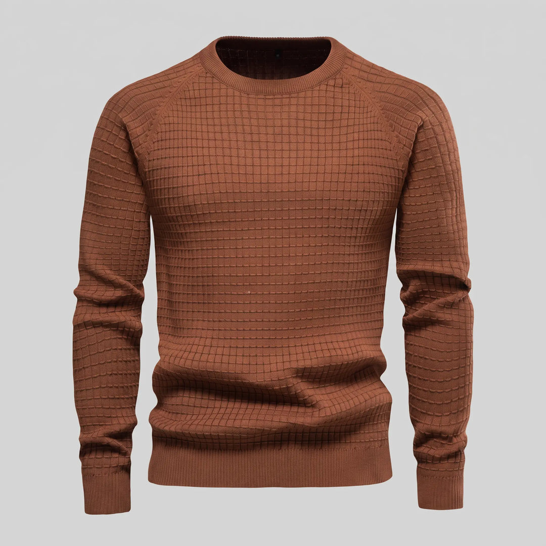 Vaughn | Relaxed Waffle Knit Crew Neck Cotton Sweater