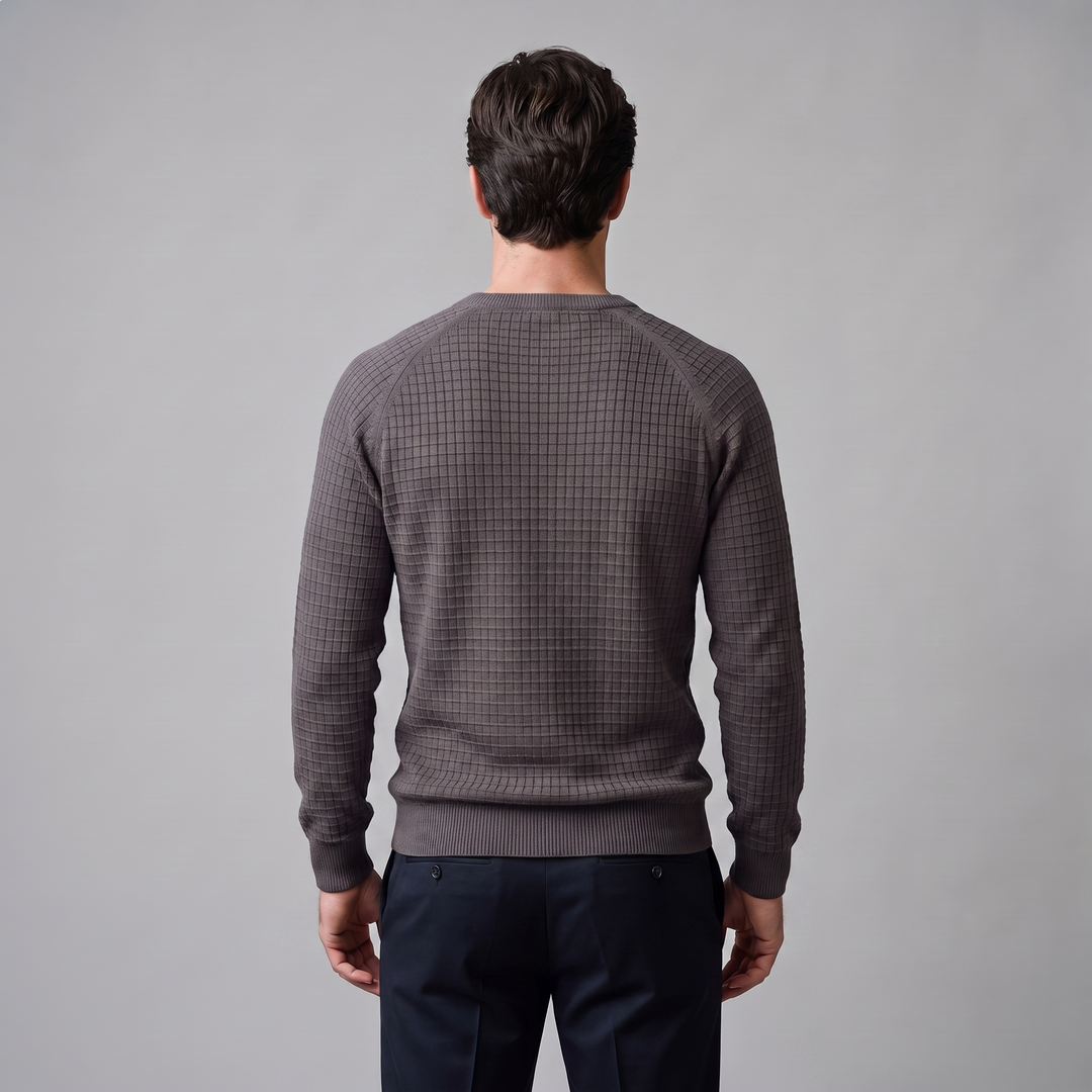Vaughn | Relaxed Waffle Knit Crew Neck Cotton Sweater
