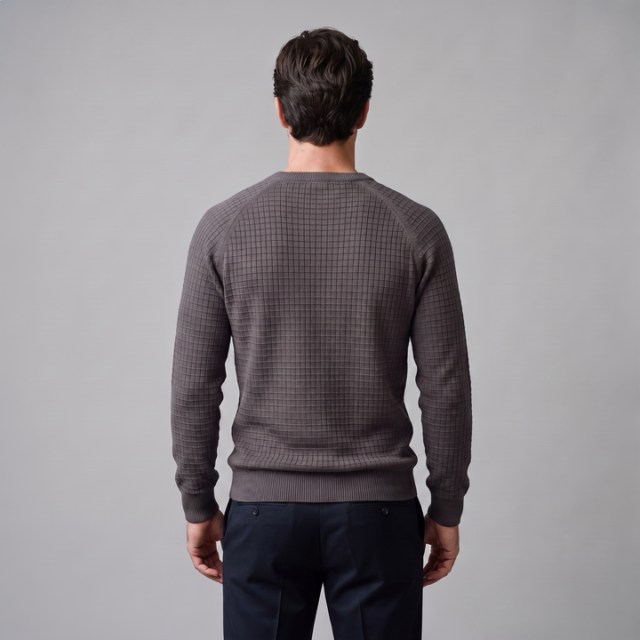 Vaughn | Relaxed Waffle Knit Crew Neck Cotton Sweater