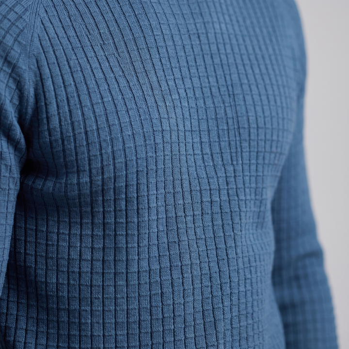 Vaughn | Relaxed Waffle Knit Crew Neck Cotton Sweater