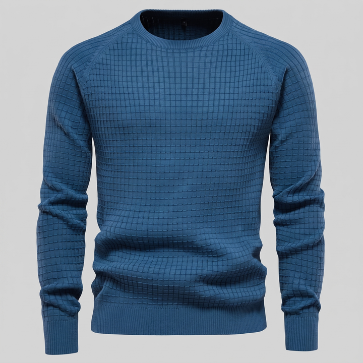Vaughn | Relaxed Waffle Knit Crew Neck Cotton Sweater