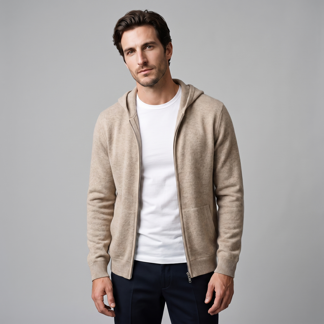 Benedict | Warm Wool Full-Zip Hooded Cardigan