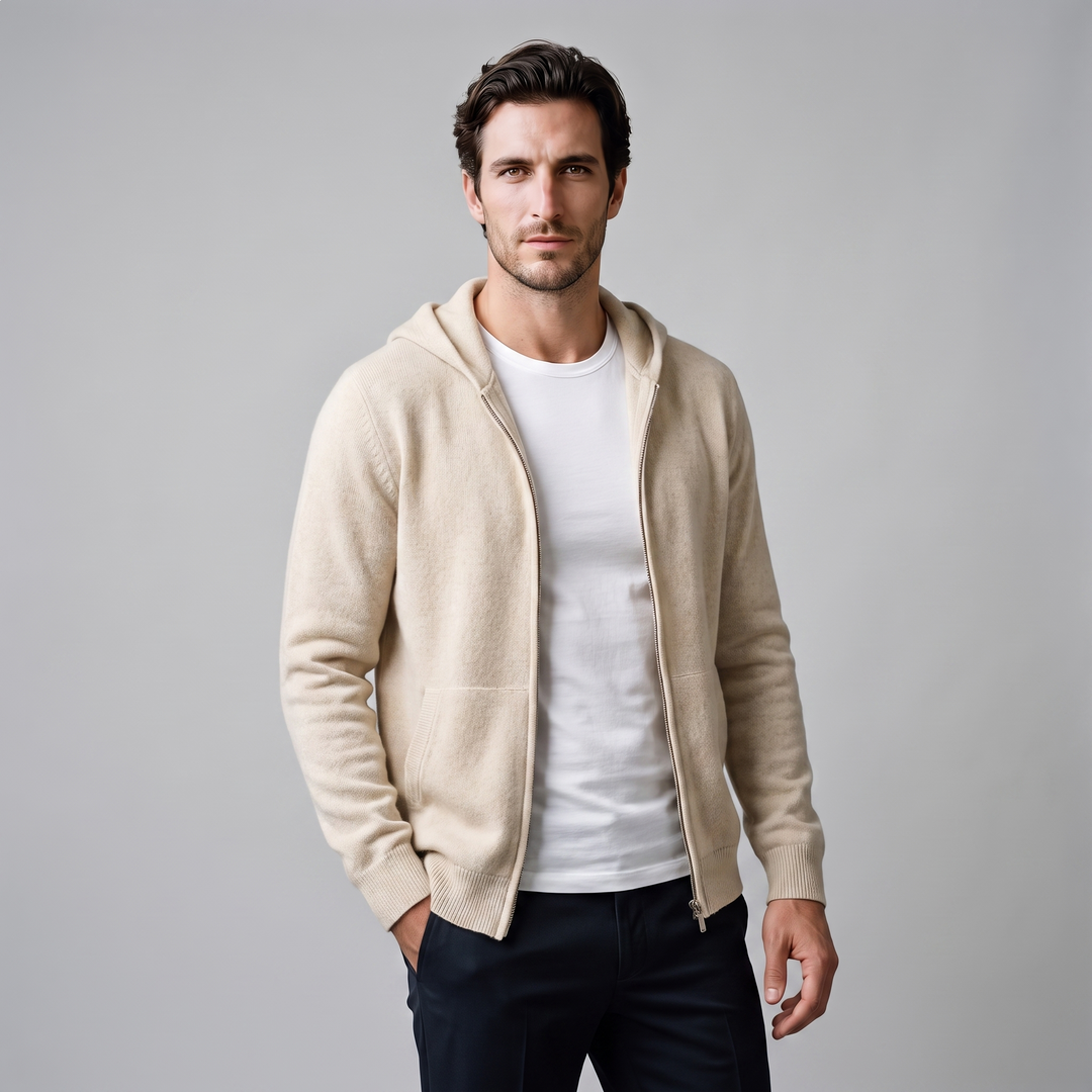 Benedict | Warm Wool Full-Zip Hooded Cardigan