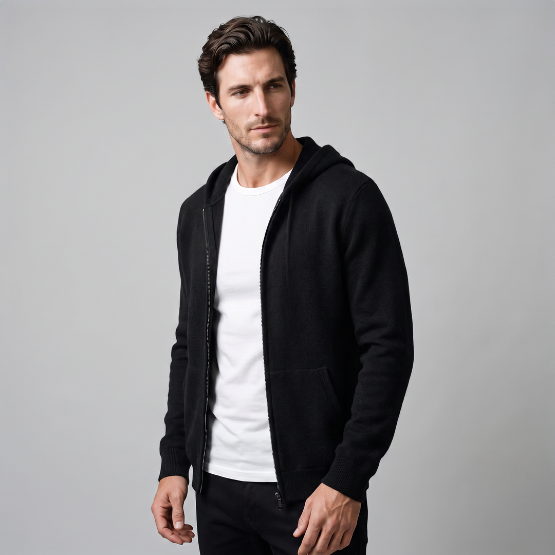 Benedict | Warm Wool Full-Zip Hooded Cardigan