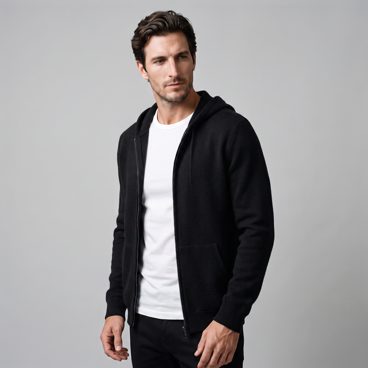 Benedict | Warm Wool Full-Zip Hooded Cardigan