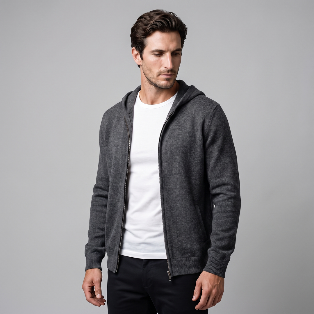 Benedict | Warm Wool Full-Zip Hooded Cardigan