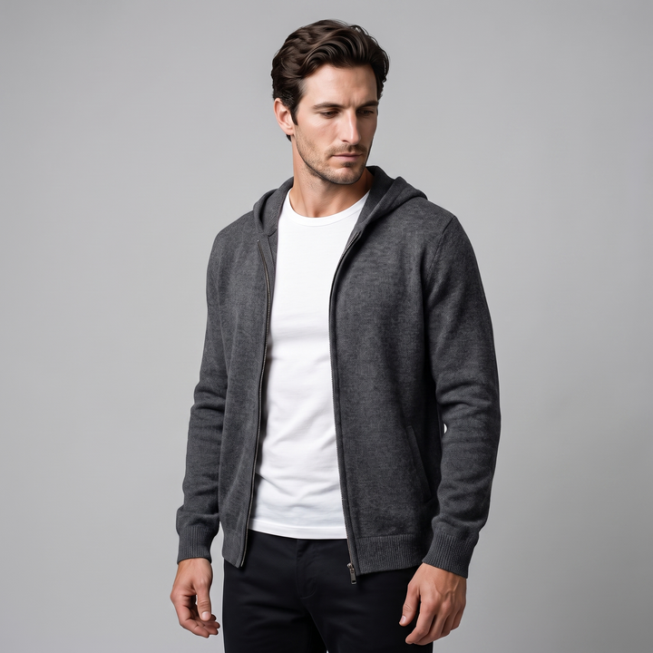 Benedict | Warm Wool Full-Zip Hooded Cardigan