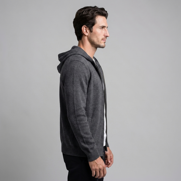 Benedict | Warm Wool Full-Zip Hooded Cardigan