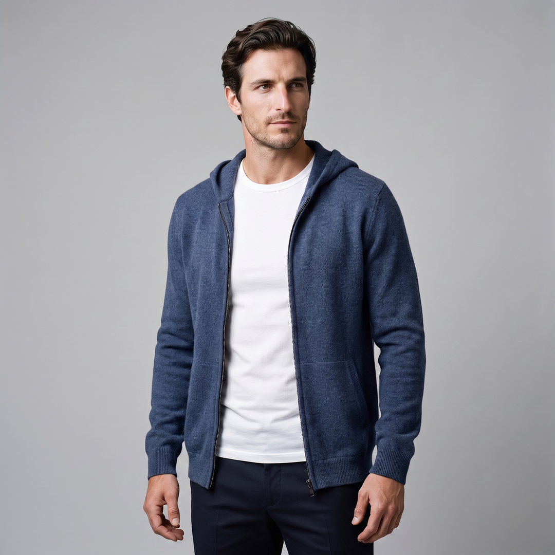 Benedict | Warm Wool Full-Zip Hooded Cardigan