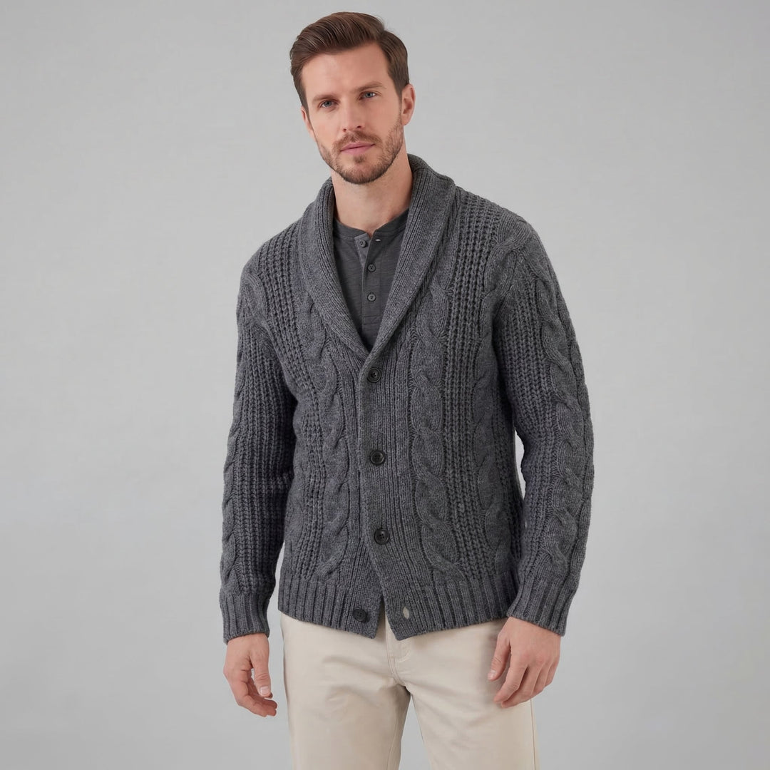 Silas | Warm Wool Knitted Cardigan for Men's Layering