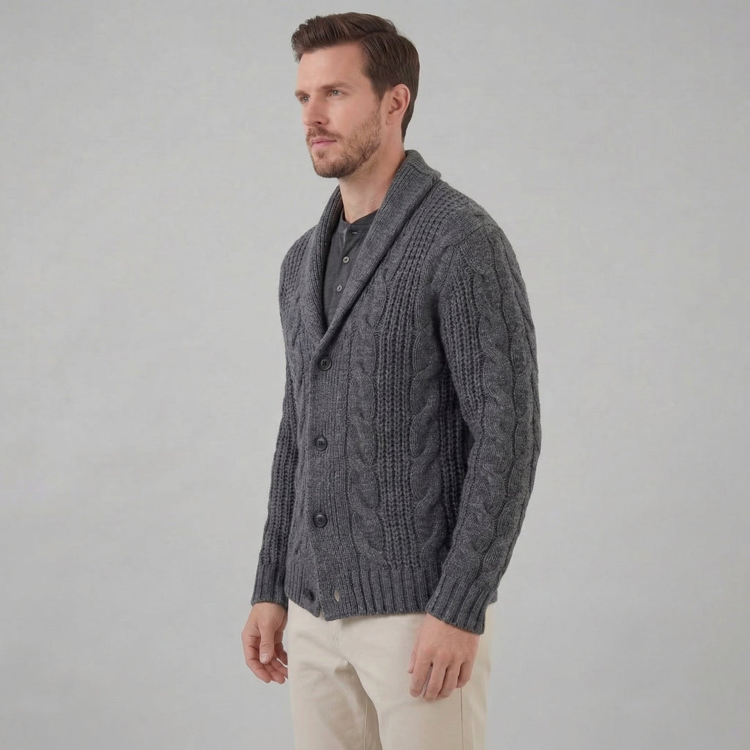 Silas | Warm Wool Knitted Cardigan for Men's Layering