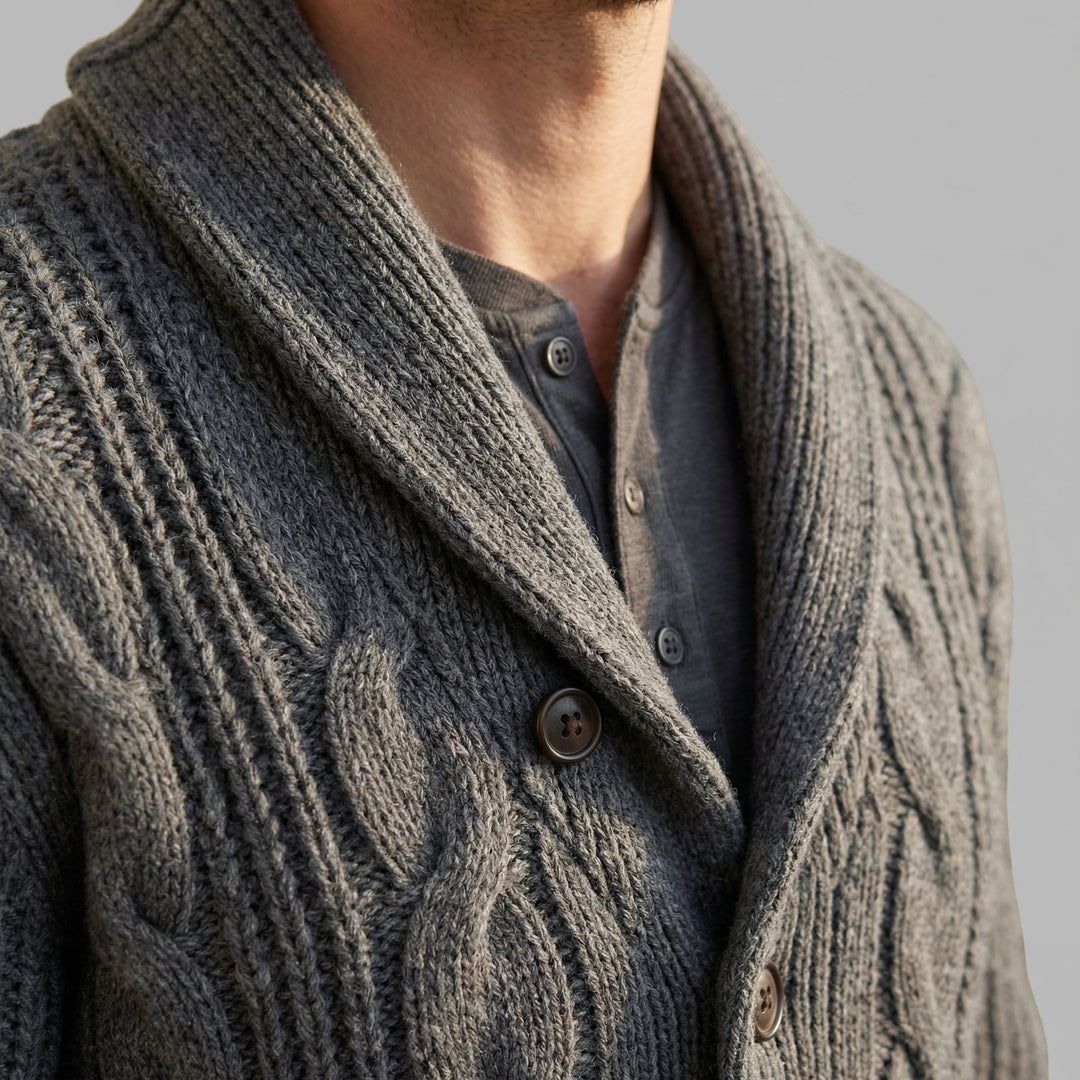 Silas | Warm Wool Knitted Cardigan for Men's Layering