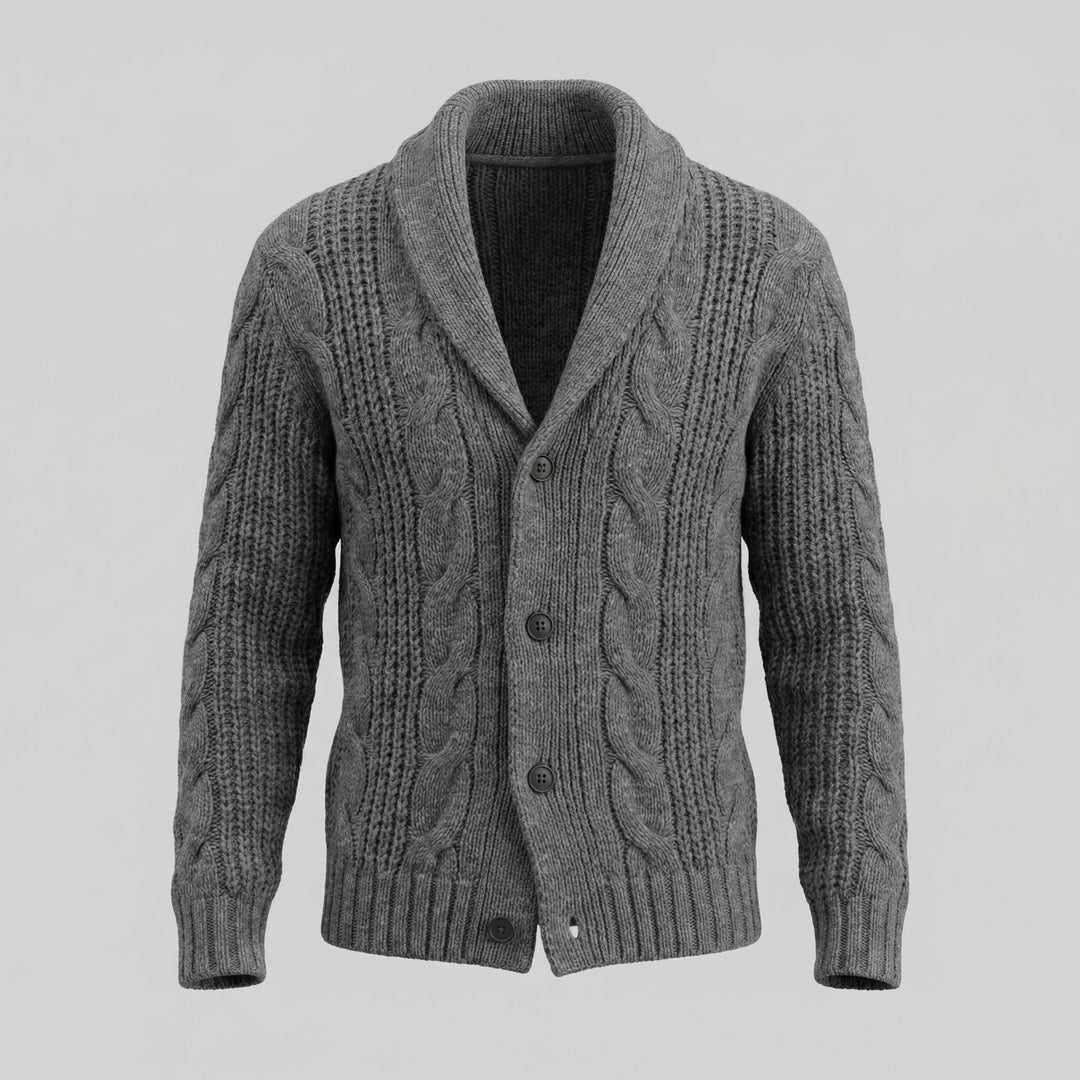 Silas | Warm Wool Knitted Cardigan for Men's Layering