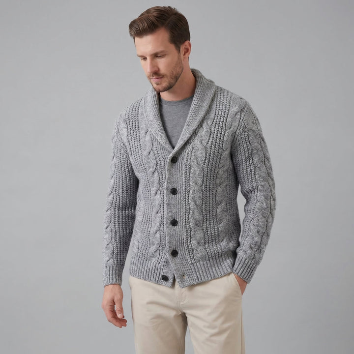 Silas | Warm Wool Knitted Cardigan for Men's Layering