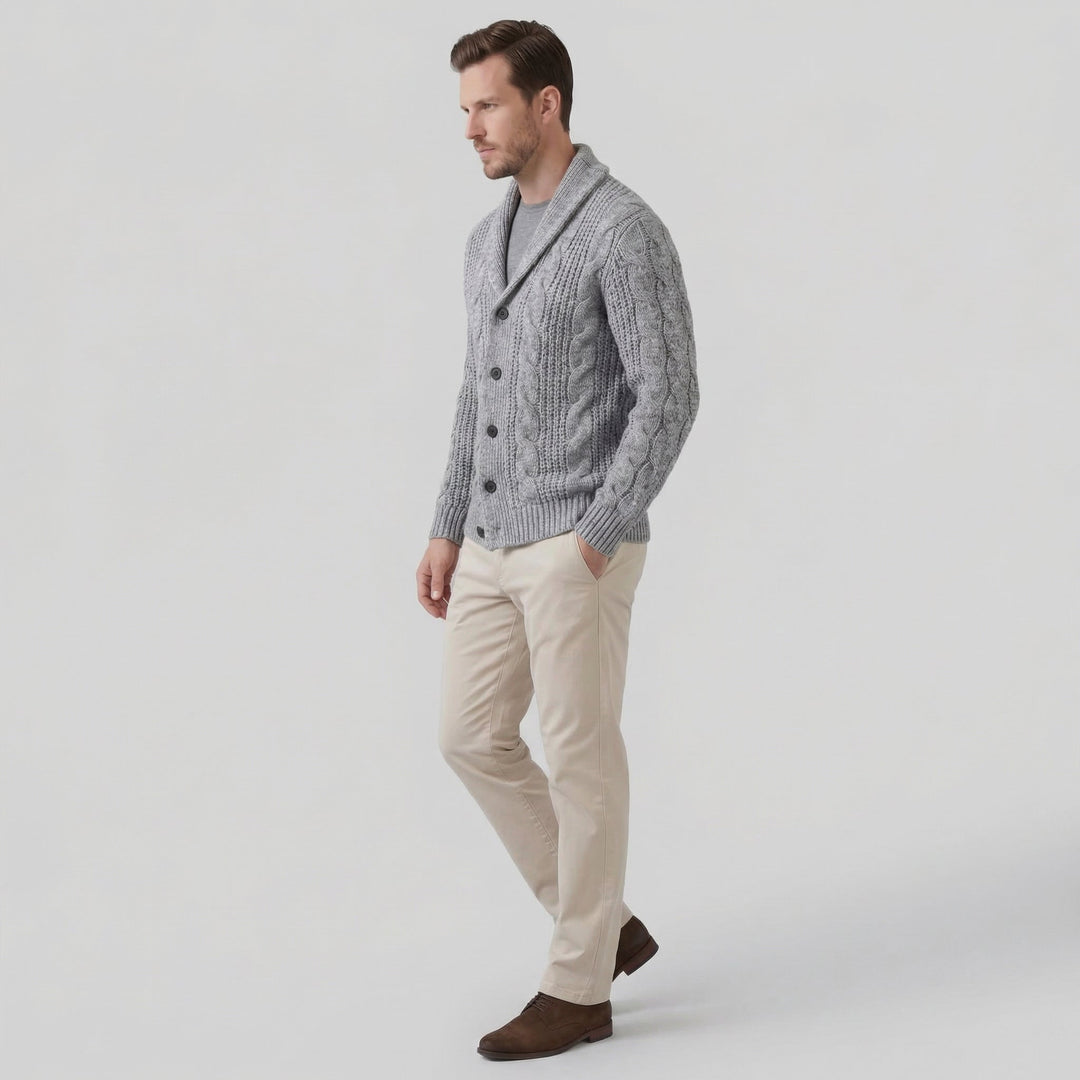 Silas | Warm Wool Knitted Cardigan for Men's Layering