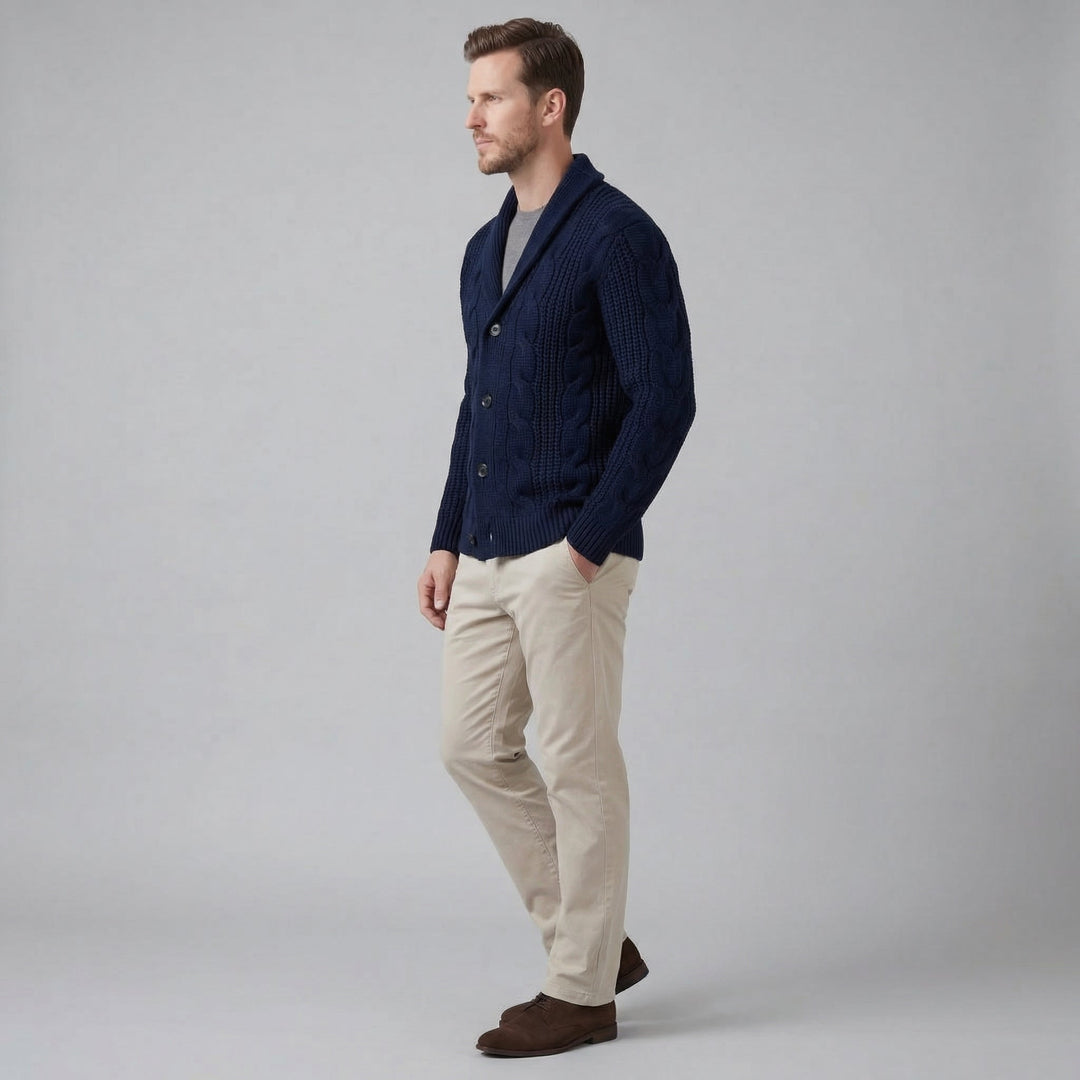 Silas | Warm Wool Knitted Cardigan for Men's Layering