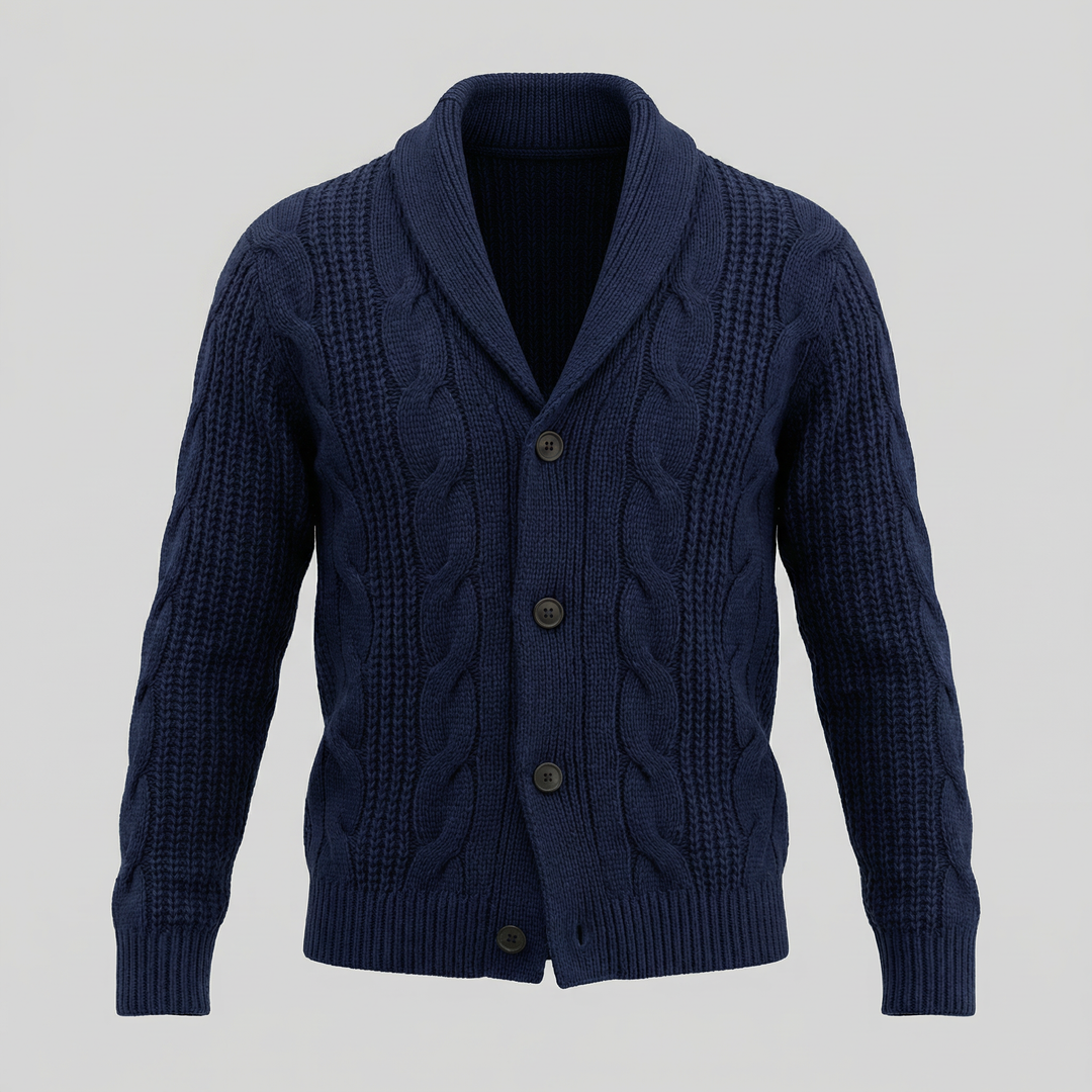 Silas | Warm Wool Knitted Cardigan for Men's Layering